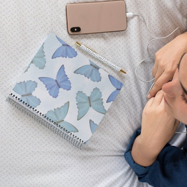 Simple Blue Beautiful Butterflies Watercolor Cute Notebook (Creator Uploaded)