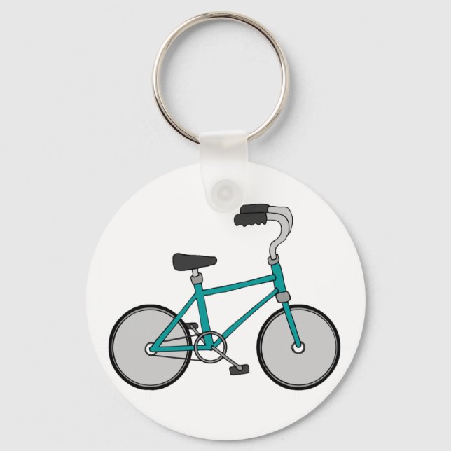 Simple Blue Bicycle Retro Bike Keychain (Front)