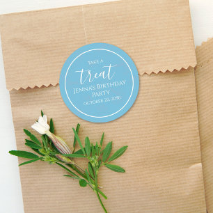 Simple Blue Birthday Calligraphy Cute Party Label