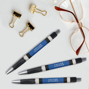 Simple Blue Black Colour Block with Name Pen