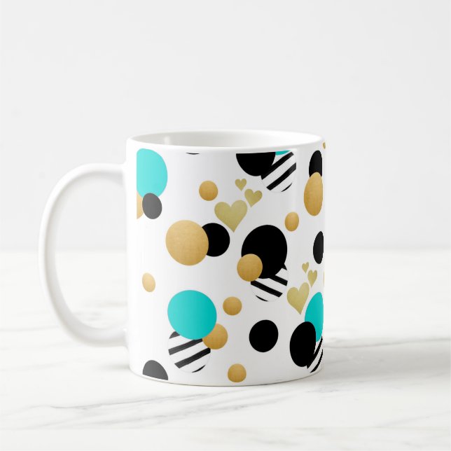 Simple Blue Black Gold Abstract Seamless Pattern Coffee Mug (Left)