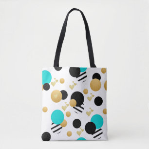 Simple Blue Black Gold Abstract Seamless Pattern Tote Bag