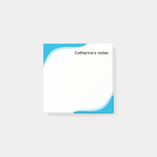 Simple blue & black waves customizable post-it notes (Front)