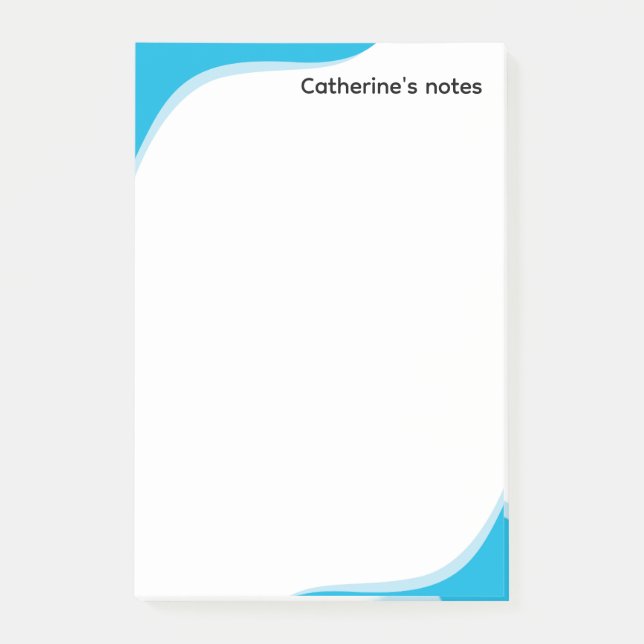 Simple blue & black waves customizable post-it notes (Front)