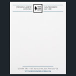 Simple Blue Black White Your Logo<br><div class="desc">Simple and elegant letterhead for your business to which you can add your own logo. A minimalist plain letterhead in black and white with details in dark blue. Add your contact info and website along with the name of the business and year established.</div>