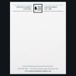Simple Blue Black White Your Logo Letterhead<br><div class="desc">Simple and elegant letterhead for your business to which you can add your own logo. A minimalist plain letterhead in black and white with details in dark blue. Add your contact info and website along with the name of the business and year established.</div>