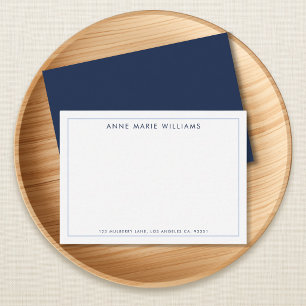 Simple Blue Border Name Note Card