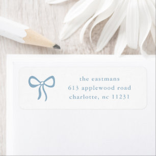 Simple Blue Bow Baby Return Address