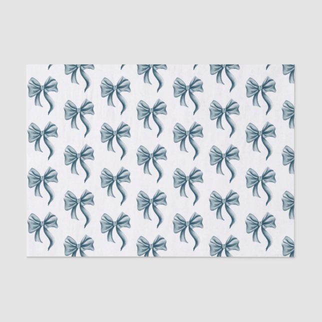 Simple Blue Bow Pattern Tissue Paper (Front)