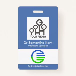 Simple Blue Box Photo Template Staff Medical ID Badge
