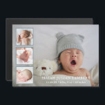 Simple Blue Boy Photo Collage Birth Announcement<br><div class="desc">Modern Birth Announcement Magnet featuring a photo collage with a large background picture and three square photos surrounded by a dusty blue border. Baby's name and birth stats are on the bottom of the background photo. This simple yet elegant Birth Announcement Magnet is a great way to share your favourite...</div>