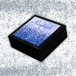 Simple Blue Brushed Metal and Glitter Monogram | Gift Box<br><div class="desc">Store your treasures in style with this wooden jewellery keepsake box (gift box), designed for women who appreciate a touch of elegance. The blue brushed metal background paired with glitter accents creates a stunning contrast, making this box both functional and fashionable. Personalize it with your monogram name and initial for...</div>