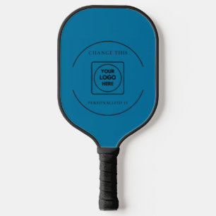 Simple Blue Business Logo Promo Design Pickleball Paddle