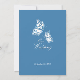 Simple Blue Butterflies Wedding Announcement 2