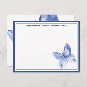 Simple Blue Butterfly Name Card