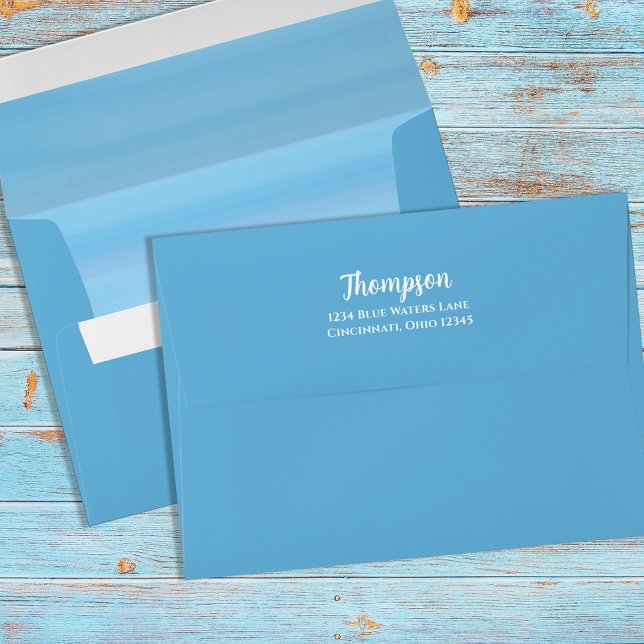 Simple Blue Colourful Water Ocean Return Address Envelope (Creator Uploaded)