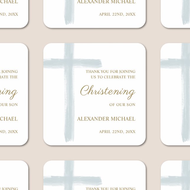 Simple Blue Cross Christening Baptism Thank You Square Sticker (Creator Uploaded)