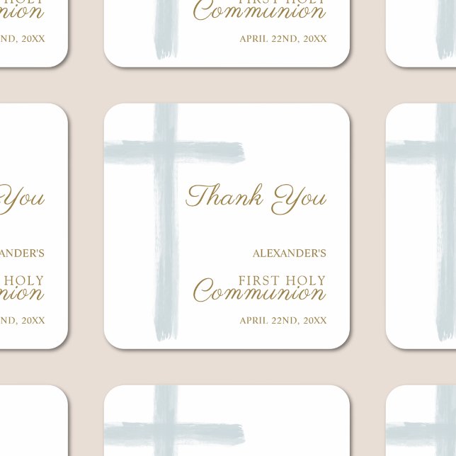 Simple Blue Cross Thank You First Holy Communion Square Sticker (Creator Uploaded)