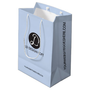 Simple Blue customizable Business Company Logo Medium Gift Bag