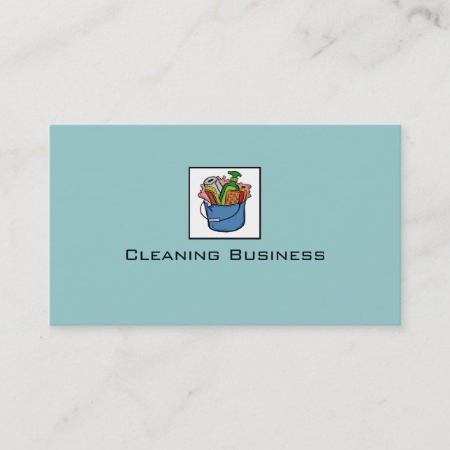 Simple blue customizable cleaning business cards (Front)