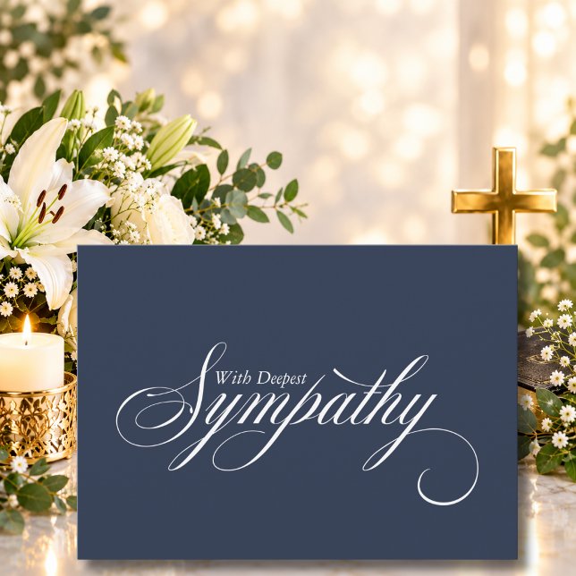Simple Blue Elegant Script Sympathy Card (Creator Uploaded)