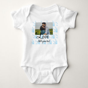 Simple blue floral glitter sparkle texture add pho baby bodysuit