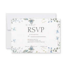 Simple Blue Floral RSVP Card