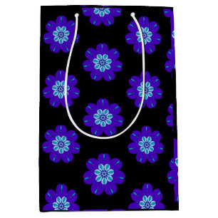 Simple Blue Flower Gift Blossom Geometric Elegant Medium Gift Bag