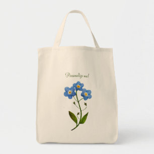 Simple Blue Flower, Natural Forget me not Tote Bag