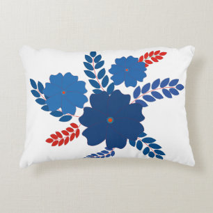 Simple blue flowers vector design accent pillow