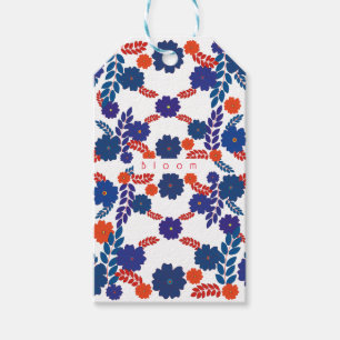 Simple blue flowers vector design gift tags
