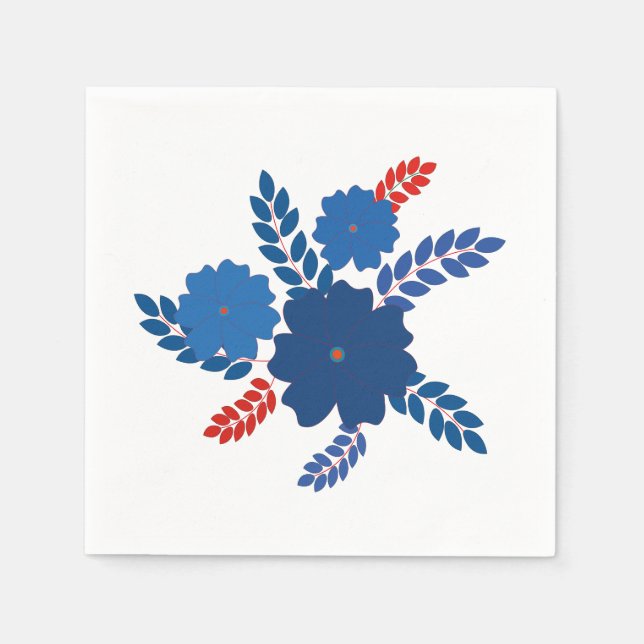Simple blue flowers vector design napkin (Front)