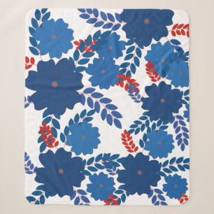 Simple blue flowers vector design sherpa blanket