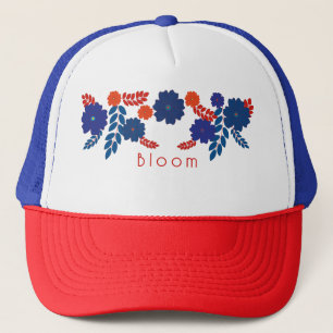 Simple blue flowers vector design trucker hat
