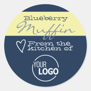 Simple Blue Food Cake Cookie Labels Calligraphy 