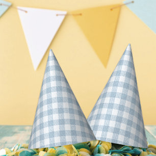 Simple Blue Gingham Birthday Party Hat