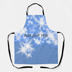 Simple blue glitter sparkle stars add your text apron