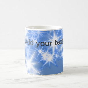 Simple blue glitter sparkle stars add your text coffee mug