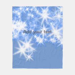 Simple blue glitter sparkle stars add your text    fleece blanket