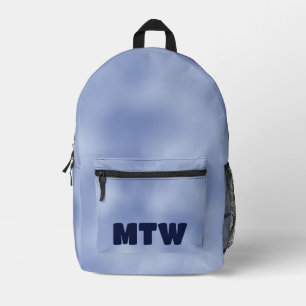 Simple Blue Gradient and Monogram Text Template Printed Backpack