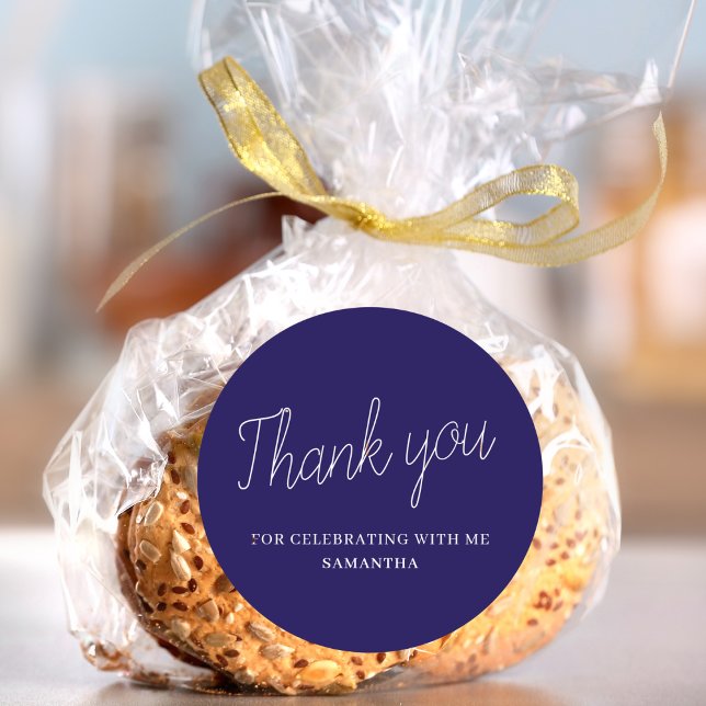 Simple Blue Graduation Thank You  Classic Round Sticker (Creator Uploaded)