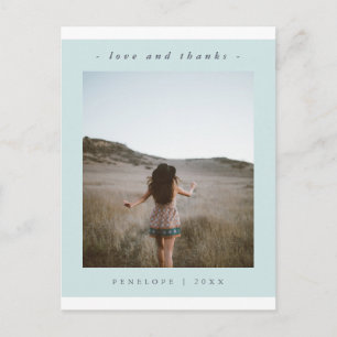 Simple Blue Graduation Thank You Photo Postcard