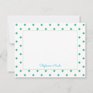 Simple Blue Green Diamond Polka Dot Personalized Card