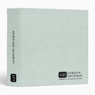 Simple Blue Green Linen Texture Custom Monogram Binder