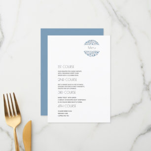 Simple Blue grey  4 Course  Wedding  Menu