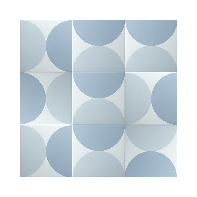 Simple Blue Half Circles Geometric Design Tile (two tone blue geometric half circle ceramic tiles)