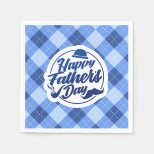 Simple Blue Happy Father's Day Napkin