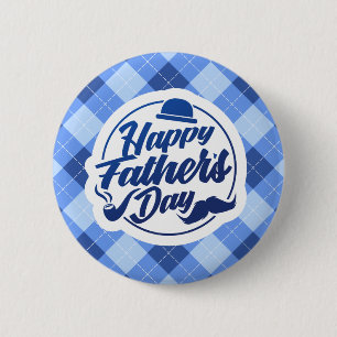 Simple Blue Happy Father's Day   Pin Button