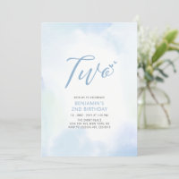 Simple Blue Heart Two 2nd Boy Birthday Party