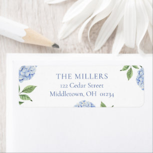 Simple Blue Hydrangea Personalized Return Address